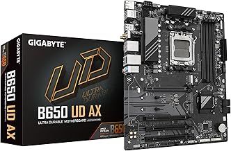 GIGABYTE B650 UD AX Motherboard - AMD Ryzen 9000 Series CPUs, 6+2+2 Phases VRM, up to 7600MHz DDR5 (OC), 1xPCIe 5.0 + 2xPCIe 4.0 M.2, GbE LAN, WIFI 6, USB 3.2 Gen 2