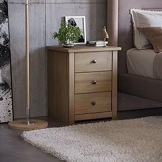 Vida Designs Bedside Table Solid Pine 3 Drawer Chest Bedroom Furniture Waxed