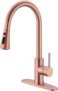 Delle Rosa Copper Rose Gold Kitchen Faucet With Pull Down Sprayer - 304 Stainless Steel With Deck Plate
