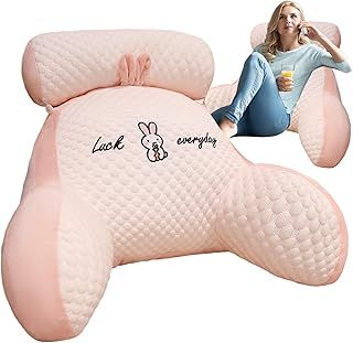 Reading Pillow for Bed Adult, 70×50×25cm Extra Large 2 In 1 Reading Pillow with Neck Arm Back Support, Cuddle Cushion Backrest Rest Pillow (Pink, XL)