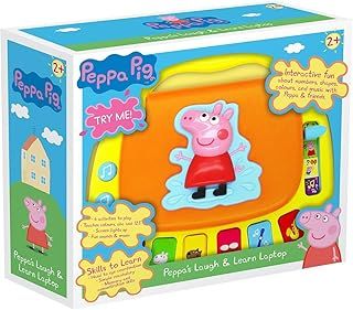 Peppa Pig PP02 Peppa's Laugh & Learn Toy Laptop for Kids-Interactive Learning & Child Development, Colours, Shapes, Letters & Numbers Recognition-Features 4 Fun Activities, 3+ Years, Single, Multi