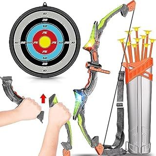 Hollyhi Bow Arrow Set for Kids, LED Light Up Archery Set Toys with 10 Arrows, Indoor Outdoor Shooting Games Hand-eye coordination Birthday Gifts for 5 6 7 8 9 10 11 12 13 14 Year Old Boys Girls