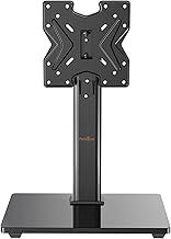 Perlegear Swivel Universal TV Stand/Base - Table Top TV Stand for 19-43 inch LCD LED TVs/Monitor/PC up to 20kg - Height Adjustable TV Mount Stand with Tempered Glass Base, Max VESA 200x200mm