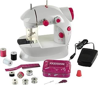 Theo Klein 7901 Fashion Passion Children's Sewing Machine I With Foot Pedal, 2 Speed Settings and Lots of Accessories I Dimensions: 19.5 cm x 12.5 cm x 20 cm I Toy for Children Aged 8 Years and Up, Multi - Colored