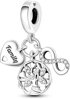 MULA 925 Sterling Silver Charms for Bracelets Family Love Dangle Cross Pendants Beads Charm Jewelry for Women
