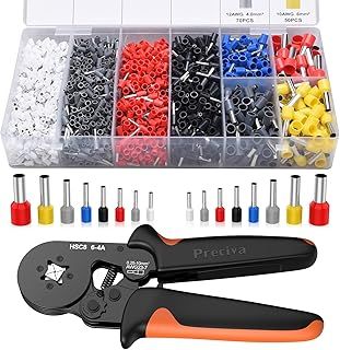 2000 Ferrules & 0.25-10mm² Crimping Tool Set, Preciva AWG23-7 Self-Adjusting Wire Crimper, Ratchet Design with Crimp connectors for Household & Industrial Electrical Work