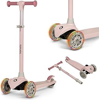 LIONELO Jessy Balance Scooter for Children from 3 Years up to 50 kg, Lightweight Tricycle Children's Scooter with Height Adjustment, LED Wheels and Non-Slip Platform