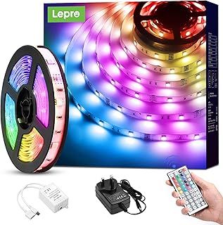 Lepro LED Strip Light 5M, Dimmable RGB LED Strips with Remote, Colour Changing Room Lights, Plug in LED Lights for Bedroom, Living Room, TV, Kitchen, Kids Room (5M, 150 Bright 5050 LEDs)