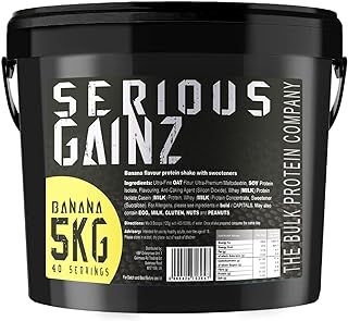 The Bulk Protein Company - Serious Gainz – Mass Gainer Protein Powder – Banana 5kg, B142-BA