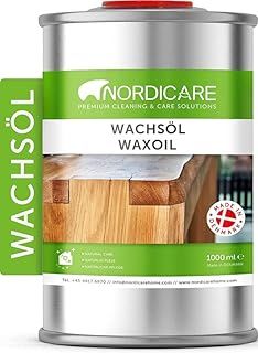 Nordicare Hard Wax Oil - Colourless Wood Finish - Wax Oil for Various Woods (Walnut, Oak, Mahogany, Dark Teak, Cherry) - Made in Denmark (1 L)