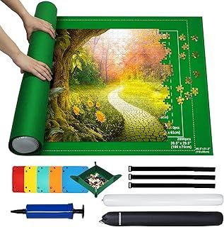 MOZOOSON Jigsaw Mat - Jigsaw Puzzle Storage Mat for up to 1000 1500 2000 Pieces, Felt Roller with 6 Puzzle Sorters, Travel Bag for Adults and Children, H2000