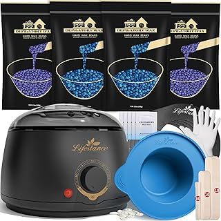 Lifestance Complete Home Waxing Kit, L1 Hard Wax Warmer for Hair Removal, Brazilian Bikini Wax Kit for Women Men, 59 Items, No-Mess Silicone Liner, Wax Heater, Hot Wax Pot for Body Leg Face Eyebrow