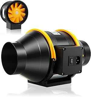 Smoke Inline Extractor Fan 100mm/4 inch with Adjustable Speed Controller and UK Plug, Quiet Ventilation Fan for Bathroom, Office, Grow Rooms (Black, 100mm)