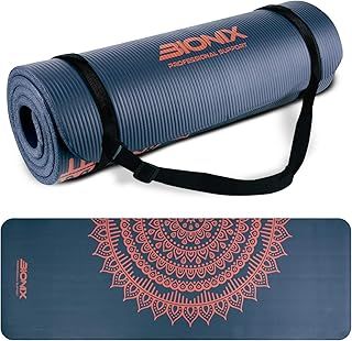 Bionix Premium Printed Yoga Mat - Thick Exercise Foam NBR with Non Slip Large Surface & Carry Straps | Perfect for Pilates Gymnastics Fitness Workout Home Gym Training Equipment | Best For Men Women