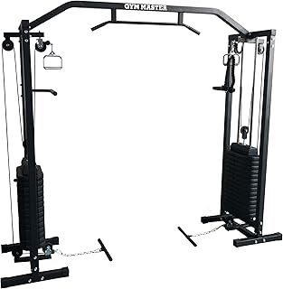 GYM MASTER 180kg Cable Crossover Machine With Upgraded Swivel Pulleys and Pull Up Chinning Bar - Black