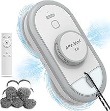 AlfaBot X8 Smart Window Cleaning Robot with Dual Water Spray & Voice Assistant, Automatic Window Vacuum for High-Rise, Interior/Exterior Glass Surfaces