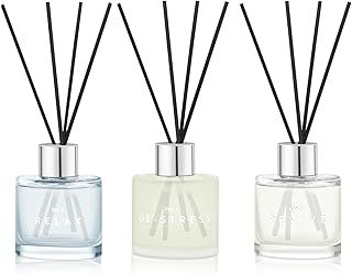 Set of 3 Fragrance Reed Diffusers,50ml Lavender Jasmine Lemongrass Aromatherapy Diffuser Set with 12 Black Fiber Sticks,Air Freshener for Bedroom Bathroom Office