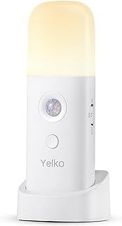 YELKO Motion Sensor Night Light, 2000mAh Rechargeable Night Lights Battery Powered, PortableＤimmable Nightlights with 5 Brightness Levels for Kids,Adults (Warm White 1Pack)