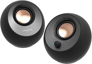 CREATIVE Pebble V3 Minimalistic 2.0 USB-C Desktop Speakers with Bluetooth 5.0, 8W RMS with 16W Peak Power, USB-A Converter Included (Black)