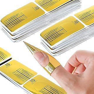 Nailskey Nail Forms for Gel Builder - 100 Pcs Self Adhesive Nail Extension Stickers for Acrylic, UV & Poly Gel with Tip Sculpting Guide - Nail Art for Home & Salon (Pack of 100)