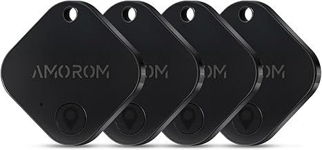 AMOROM Bluetooth Air Tracker Tag, iOS & Android Compatible, Phone Finder, Loud Ring, Replaceable Battery, for Keys/Luggage/Suitcase/Wallet/Backpack (4 Pack)