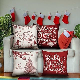 Returns Pallets for Sale Clearance - 4pc Merry Christmas Pillow Covers, Lightweight Throw Pillow Covers Fall Decorations for Home, Easy to Clean Home Decor for Living Room