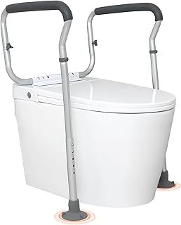 VEVOR Toilet Safety Rail, Bathroom Toilet Seat Frame, Adjustable Width & Height Fit Most Toilets, Supports 300lbs, Toilet Handles Grab Bars with Padded Armrests for Handicap, Disabled, Seniors