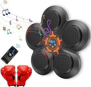 Sutowe Music Boxing Machine, 14.6×13in Wall Mounted Smart Bluetooth Musical Boxing Machine with LED Display & Adjustable Light, Wall Target Music Boxer with Boxing Gloves for Kids Adults Gifts