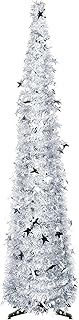 5ft/1.5m Collapsible Christmas Tree Silver Tinsel Pop Up Coastal Christmas Tree for Holiday Xmas Decorations, Home Display, Office Decor