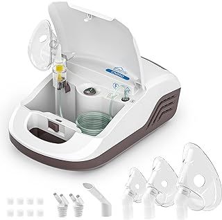 Hangsun Nebuliser Machine for Adults and Kids, CN950 Pro Nebulizer All-in-One Compressor System Electric Inhaler Full Accessory for Home Use, Vaporizer Mist with Built-in Storage Box and Sturdy Handle
