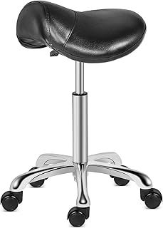Kaleurrier Saddle Stool Rolling Swivel Height Adjustable with Wheels,Heavy Duty Anti-Fatigue Stool,Ergonomic Stool Chair for Lab,Clinic,Dentist,Salon,Office and Home (Coffee, Without Back Support)