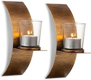 Sziqiqi Candle Sconces Rustic - Hanging Wall Candle Holders Set of 2, Vintage Wall Mounted Sconces for Tea Light Candles Wall Art Decor for Living Room Bedroom Fireplace Bathroom Entryway