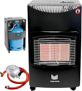 Easy Shopping® Portable Gas Heater 4.2KW Indoor Heater with Oxygen Depletion Sensor & 3 Heating Settings - Butane Gas Heater with Wheels, Regulator, Hose - For Home, Office, Garage, Workshop