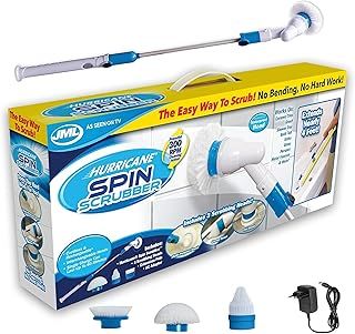 JML Electric Cleaning Brush - Long Handled Electric Scrubber, Rechargeable, Cordless Power Scrubber with 3 Attachments, 300rpm Scrubbing Brush for Bathrooms, Tight Spaces and Surfaces - Scrub Buddi XL
