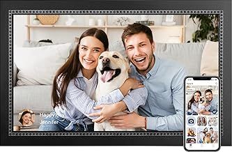 15.6 Inch Digital Photo Frame Wall Mountable Large Digital Picture Frame Full HD Touchscreen Smart Cloud Photo Frame with 32GB Storage, Easy Setup to Share Photos or Videos via AiMOR APP