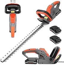 Terratek Cordless Hedge Trimmer 20V 1HR Fast Charge 51cm (510mm) Cutting Length, Hedge Trimmer Cordless Hedge Cutter with 2x Batteries and Charger Included