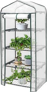 WOLTU Mini Greenhouse Plastic 4 Shelves with Strong Weatherproof Reinforced Cover 69x49x158cm for Herbs Flowers Seedlings Fruit