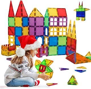Magblock 70pcs Magnetic Building Blocks Kids Magnetic Tiles Creativity Educational construction Toys Building Blocks for Boys Girls baby toddler gift