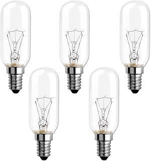 Cooker Hood Light Bulbs 220V 40W, Warm White 2700K, 360° Beam Angle, E14 T25 Incandescent Bulb Dimmable for Cooker Hood, Extractor Fan, Sewing Machine, Desk lamp, 5 Count