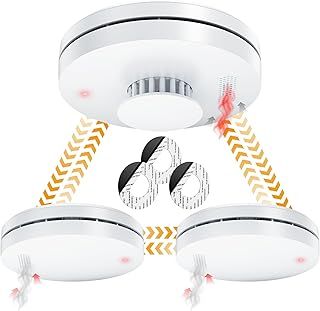 Smoke and Heat Alarm Scotland Bundle with 10-Year Battery | EN14604 CE、AS3786 Certified | Pre-Linked Photoelectric Sensor | Wireless Interlinked Fire/Heat Detectors - 3 Pack
