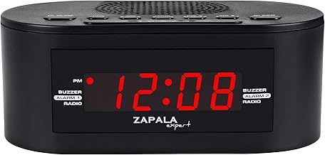 ZAPALA Expert Wake-Up Alarm Clock with FM Radio for Bedside or Kitchen, Dual Alarm, Sleep & Snooze Function, FM Radio with 10 Preset Station, USB Port for Smart Phones and Tablets Charging