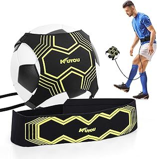 KUYOU Football Kick Trainer Soccer Training Aid for Kids Adults, Waist Belt for Soccer Volleyball Training, Hands Free Solo Practice Equipment Fits Size 3,4,5 Footballs