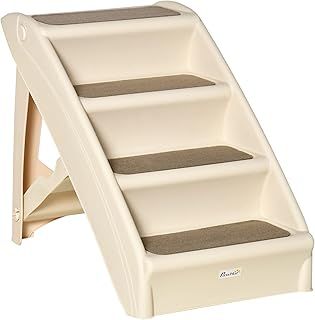 PawHut Four-Step Foldable Pet Stairs w/Non-Slip Mats, for S, XS Dogs - Beige