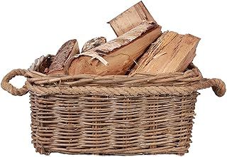 Rustic Fireside Chunky Wicker Log Basket Potato Basket With Rope Handles (Small)