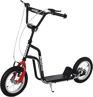 HOMCOM Stunt Scooter, Kids Scooter, 12'' Rubber Tyre Kick Scooter with Adjustable Handlebar, Dual Brakes