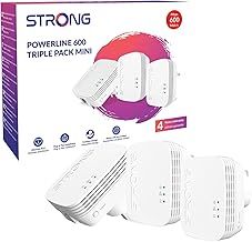 STRONG POWERL600DUOMINIUK AV600 Mini Powerline Adapter Starter Kit, Pack of 3, Up to 300m Range, No Configuration Required, UK Plug White