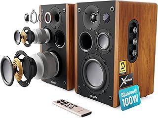 MAJORITY 5.3 Bluetooth Bookshelf Speakers | Hifi Bluetooth Stereo | 100W Studio Monitors | Xtra Bass & 3 Drivers Hifi Speakers | Multi-Connection Options, remote control, USB out D100