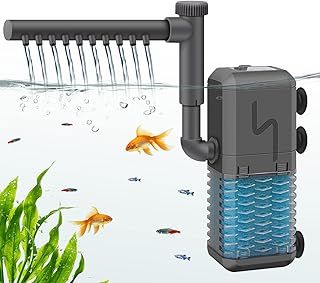 IREENUO Adjustable Fish Tank Filter, 600L/H Internal Aquarium Filter Pump with Spray Bar, 6W Silent Submersible Filter for Small Tank Up to 120 Litres