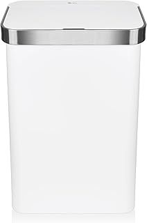 Dihl 50L Automatic Motion Sensor Waste Bin, Battery Operated Infrared Smart Trash Can, Heavy Duty Lightweight Fingerprint Proof Polypropylene, 50 Litre Capacity for Kitchen, Home, Office, White