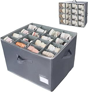 Shoe Storage Box for Closet Foldable Shoe Storage Organiser Containers with Clear Lid and Reinforced Handles – Fits 16-Pair Slippers Space-Saving Shoe Organiser Bin for Closet (Gery)